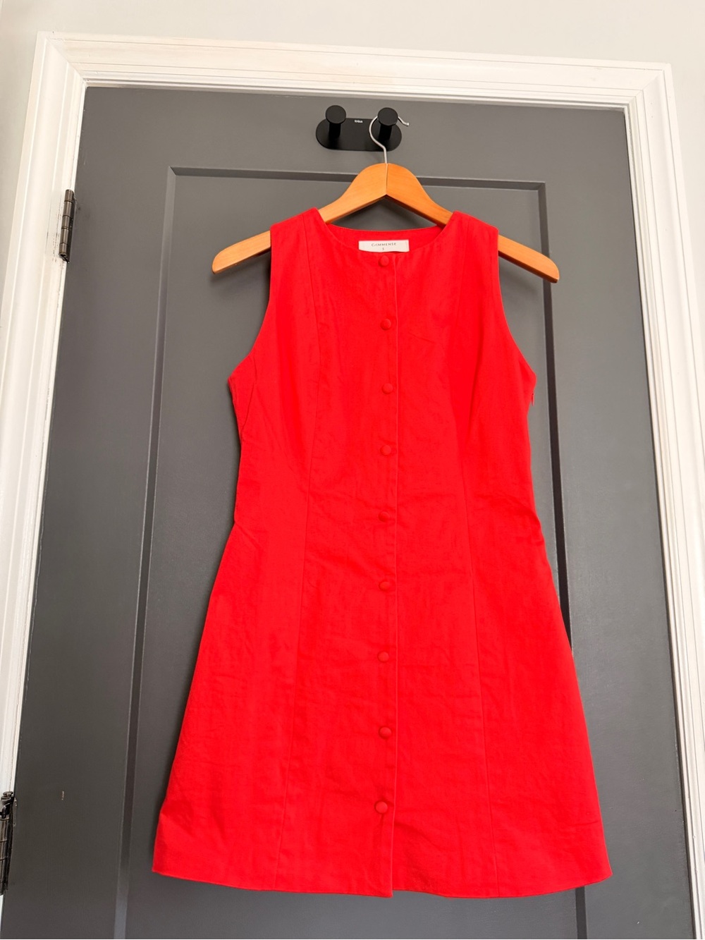 Commense Red Sleeveless Button-Front Mini Dress